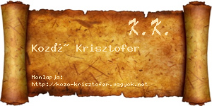 Kozó Krisztofer névjegykártya